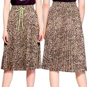 Pleated Y2k Whimsigoth Midi Skirt S Brown Leopard Cheetah Swifty Mob Wife Boho